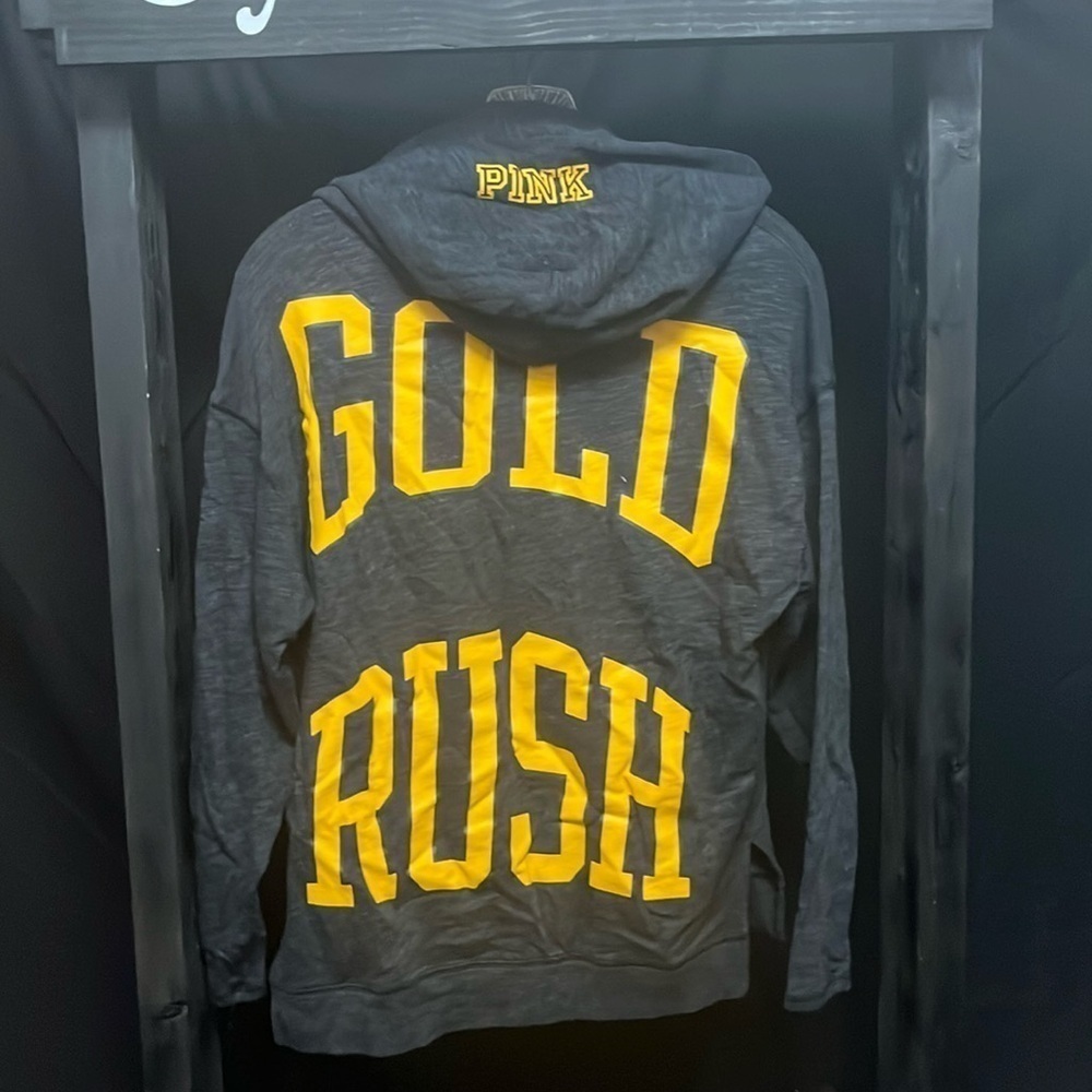 PINK- lightweight gray West Virginia University hoodie oversized